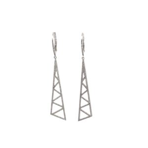 14kt white gold diamond fashion dangle earring tw 065cts SI, H color on lever backs
