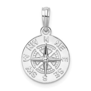 Sterling Silver petite compass pendant on 1.1mm diamond cut cable chain 18"