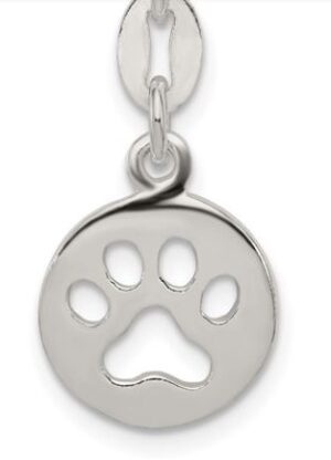 Sterling Silver polished paw print char