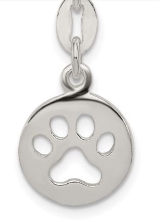 qc .jpg Sterling Silver polished paw print char