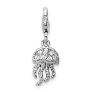 Sterling Silver cz dangle jellyfish charm on hanger Wildwood Charm