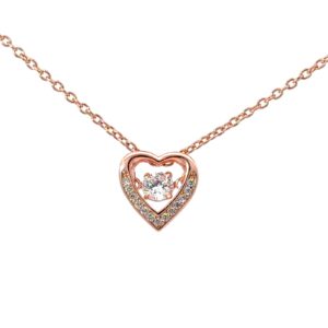 Cheryl M Sterling Silver Rose Gold-plated Polished Vibrant CZ Heart Necklace