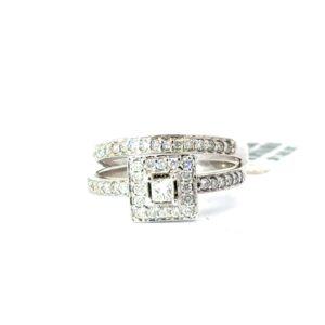 14KT W/G DIA ENGAGEMENT RING AND BAND SET TW .57 CT