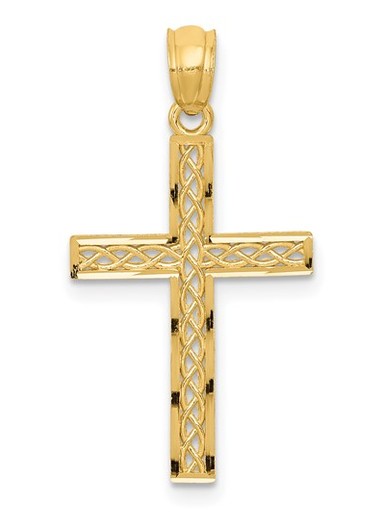 rel .jpg 14kt yellow gold filigree cross pendant charm