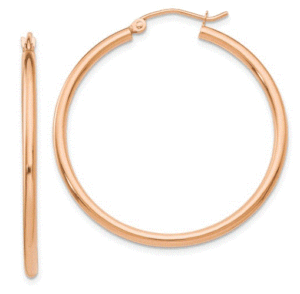 14kt rose gold shiny medium/large hoop earrings