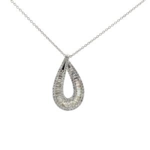 14kt white gold diamond and baguette fashion pendant D tw 0.40 B tw 0.98cts tw 0.70cts VS2, I/J