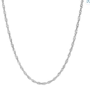 14kt white gold diamond cut twisted singapore chain with spring ring closure 16"