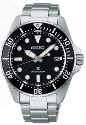 Seiko Prospex Stainless Steel 41mm With Date Black Dial Solar Dive Men's Watch WR200 Meters