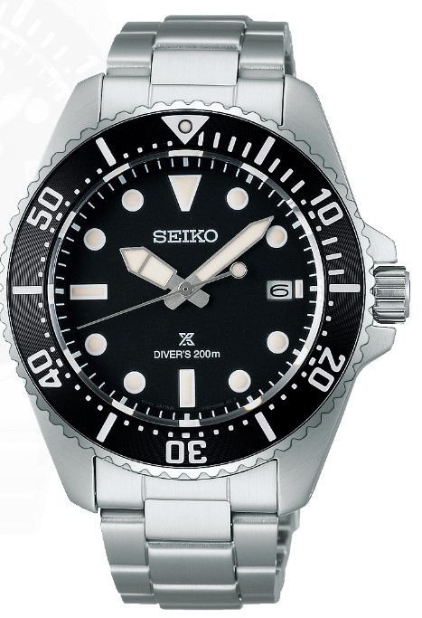 sne .jpg Seiko Prospex Stainless Steel 41mm With Date Black Dial Solar Dive Men's Watch WR200 Meters