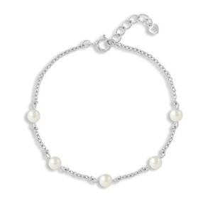 Sterling Silver childs pearl adjustable bracelet 4.5-6.5"