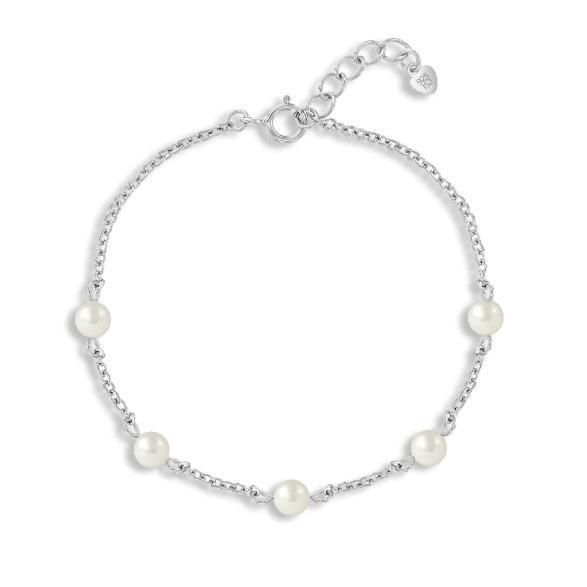 Sterling Silver childs pearl adjustable bracelet 4.5-6.5"