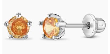ss .jpg Sterling Silver 4mm cubic zirconia November birthstone childs stud earring