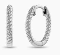 ss Sterling Silver twisted rope huggie hoop earring