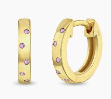 Sterling Silver gold plated cubic zirconia huggie hoop earring