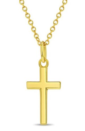 Sterling Silver gold plated flat cross on adjustable chain