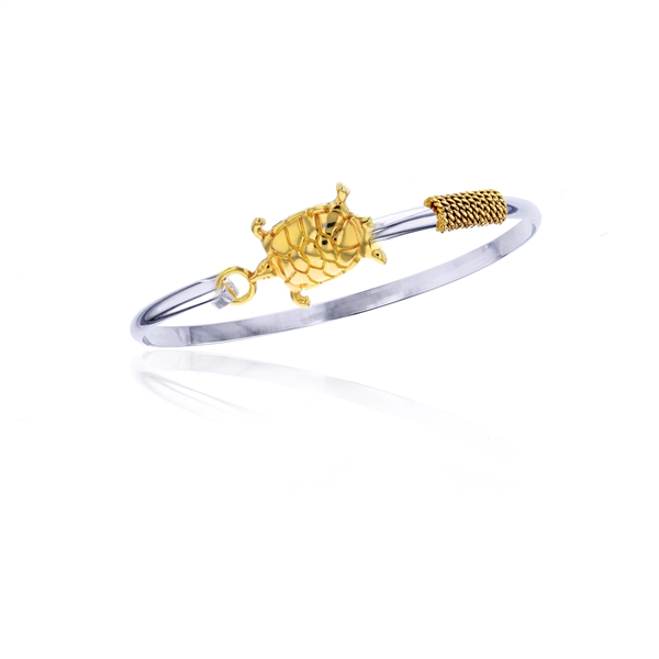 Sterling Silver turtle hook bangle bracelet with wraps