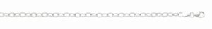 Sterling Silver diamond cut oval fancy 3.7mm rolo link chain 16" rhod plated