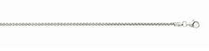 Sterling Silver rhodium plated 1.5mm diamond cut round wheat chain with claw catch 20"