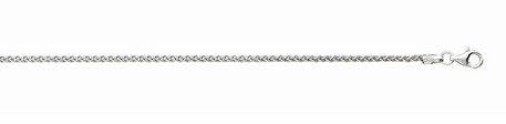 Sterling Silver rhodium plated 1.5mm diamond cut round wheat chain with claw catch 20"