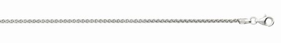 sterling silver 1.5mm diamond cut wheat chain with claw catch rhodium finish 18"