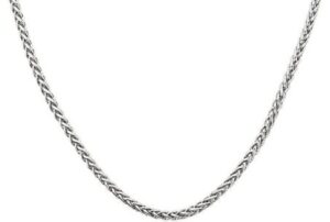 sterling silver diamond cut round wheat chain 20" rhodium finish with claw catch