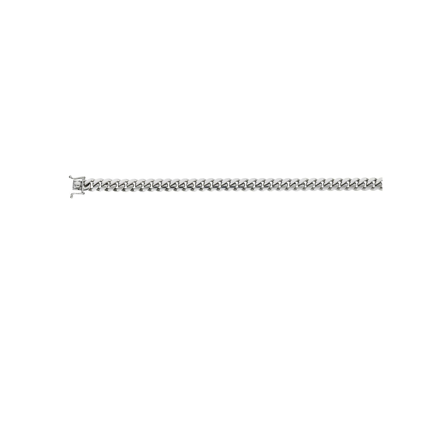 sterling silver solid Miami curb link 9.80mm mans bracelet 9" rhodium plated with claw catch