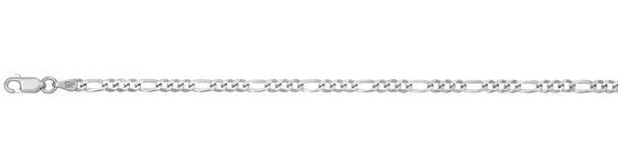 Sterling Silver rhodium plated 3.2mm figaro link 8" bracelet with claw catch closure