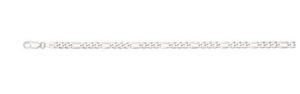 Sterling Silver rhodium plated 4.4mm figaro link bracelet 8"