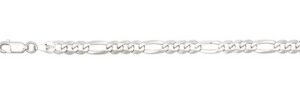 Sterling Silver rhodium plated 5.4mm solid figaro link chain with claw catch closure 24"