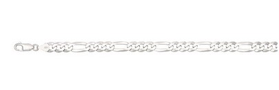 ssr .jpg Sterling Silver rhodium plated 6.3mm figaro link bracelet with claw catch closure 9"