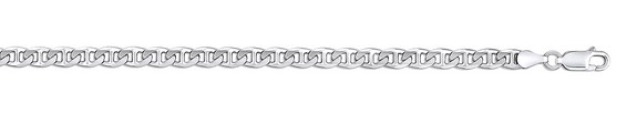 Sterling Silver rhodium plated 4.6mm marine link ankle bracelet with claw catch closure 11"