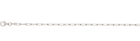 Sterling Silver rhodium plated 2.5mm paperclip chain bracelet with claw catch closure 7"