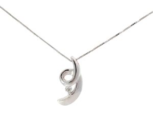 14KT W/G DIAMOND SWIRL PENDANT .08PTS TW