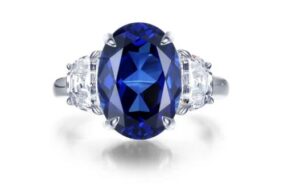 Sterling Silver platinum bonded lassire simulated diamond and created sapphire tw7.00cts size 8