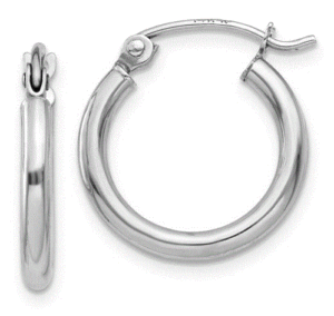 14kt white gold small thin shiny hoop earring