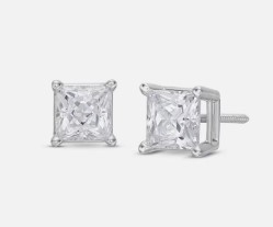 ubw 14 KT W/G PRINCESS CUT DIAMOND STUDS T/W .39PTS Y SI1/ G