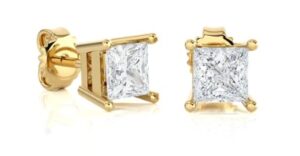 14KT Y/G DIAMOND STUDS T/W 0.20 PTS SI3 CLARITY -H COLOR