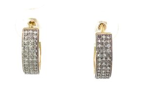 10kt two tone diamond three row diamond hoop earrings with milgrain edge tw 0.25cts SI2, I/J