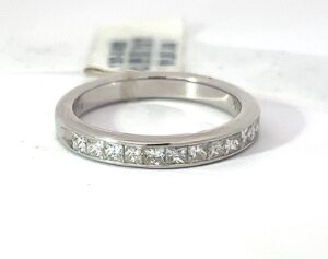 14 KT W/G DIAMOND BAND W/11 PRINCESS CUT DIAMONDS .50CT