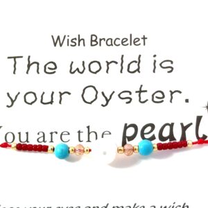 life is a beach wish bracelet pearl red color and goldtone string bracelet