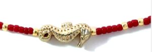 life is a beach wish bracelet seahorse red color and goldtone string bracelet