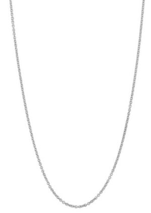 14Kt White Gold Box Chain 0.80mm 16" With Baby Claw Catch Closure