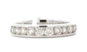 14KT W/G RD BR.DIAM CHANNEL SET WEDD BAND 11 RD DIA TW 0.75 SI, H