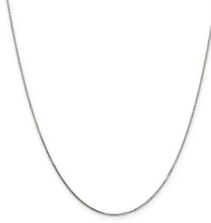 14 KT WHITE GOLD BOX CHAIN WITH SPRING RING .6MM 16"