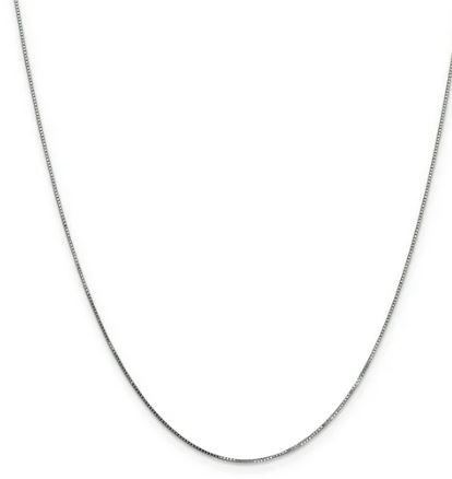 wlb 14 KT WHITE GOLD BOX CHAIN WITH SPRING RING .6MM 16"