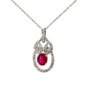 14kt white gold diamond and ruby fashion pendant D tw 0.23cts SI2, I R tw 0.60cts