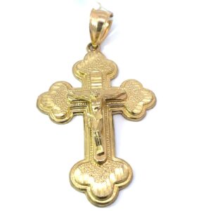 10kt yellow gold diamond cut XL crucifix cross