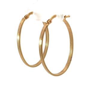 14KT Y/G LARGE OVAL HOOP EARRINGS