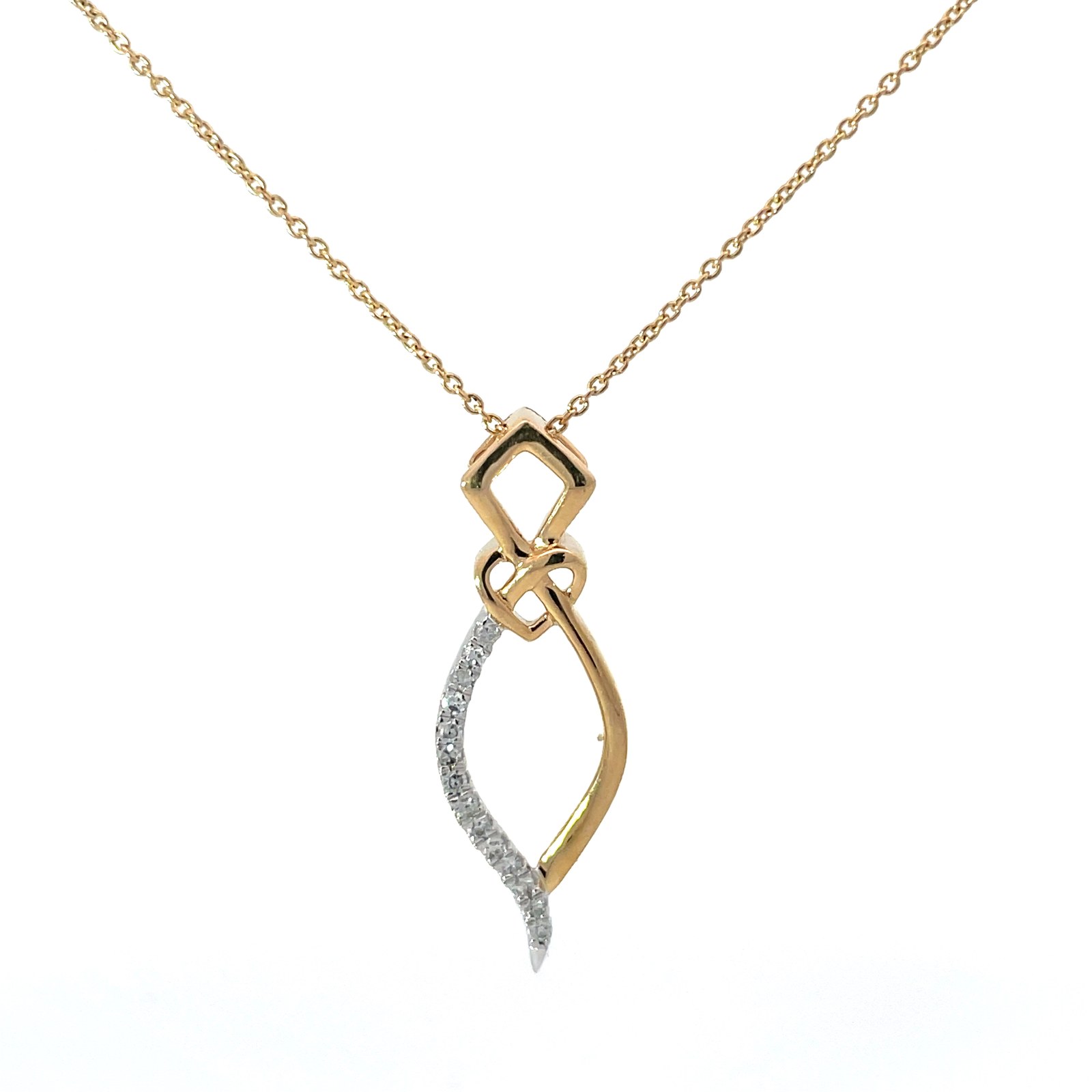 yw.jpeg 14kt two tone diamond fashion necklace with center diamond heart D tw 0.12cts VS2, near colorless H 18"