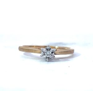 14kt TT diamond engagement ring knife edge, brushed SI clarity H color